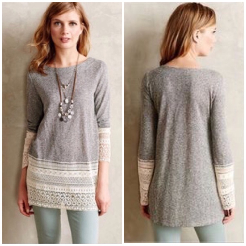 ANTHROPOLOGIE Sunday In Brooklyn Lace Sweatshirt